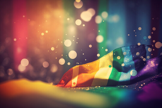 Generative AI of an LGBTQ flag on a vivid background. 