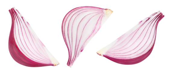 Collection of delicious onion pieces cut out