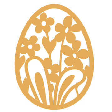 Easter Egg With Flowers And Bunny Ears Svg For Cut, Spring Decoration