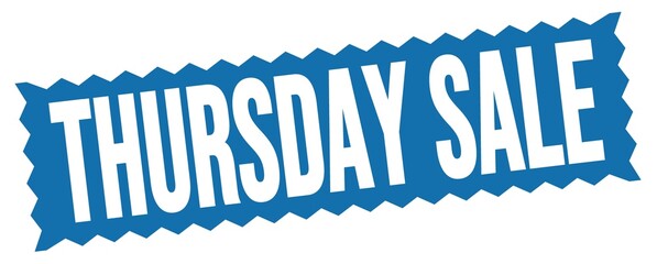 THURSDAY SALE text written on blue stamp sign.