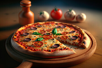 Traditional Italian homemade pizza fresh from the oven. Generative AI