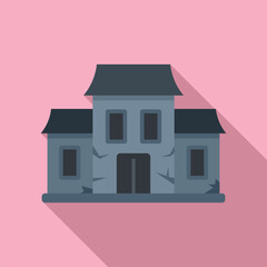 Haunted house icon flat vector. Scary night. Castle party