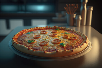 Traditional Italian homemade pizza fresh from the oven. Generative AI