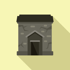 Cemetery house icon flat vector. Creepy fear. Scary night