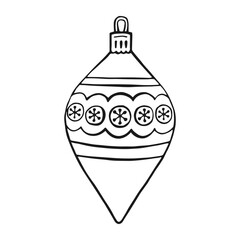 Christmas baubles. Decoration isolated elements. Hand drawn vector illustration.