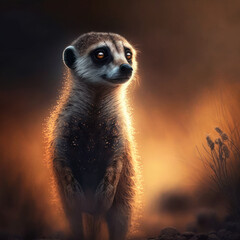 Fototapeta premium cute meerkat in africa desert. generative ai