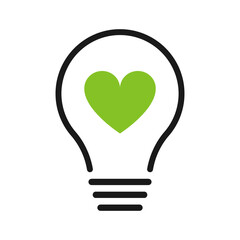 Light bulb, love, heart. Vector illustration.