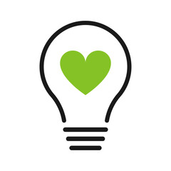 Light bulb, love, heart. Vector illustration.