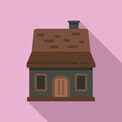 Autumn creepy house icon flat vector. Scary night. Fear mansion