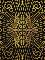 Golden abstract mandala luxury style pattern design