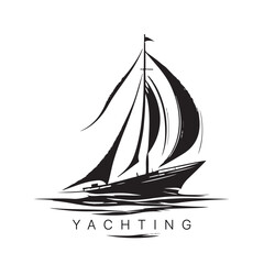 Vector logo of yacht with sail. Illustration of sail boat.