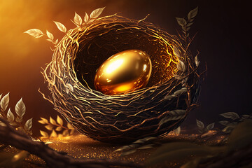 ovos de pascoa dourado no ninho 