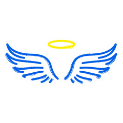 angel wings brush on white background, vector illustration.