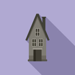 October creepy house icon flat vector. Spooky horror. Scary night