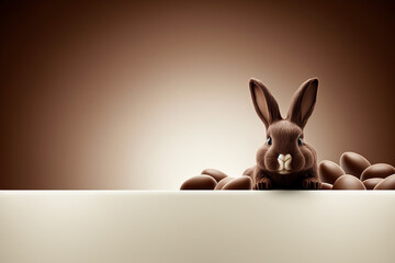coelho de pascoa promoção de pascoa, chocolate delicioso com espaço pra texto 