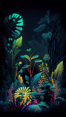 Fototapeta na wymiar Neon Jungle Plants