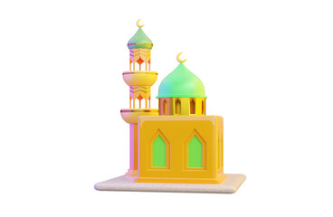 masjid sing on transparent background 3d render concept for ramadan pray namaz