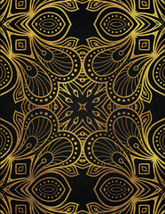 Golden abstract mandala luxury style pattern design