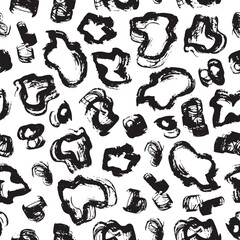 Vector Leopard Seamless Pattern. Spotted Black and White background. Animal skin print. Grunge brush strokes Spots