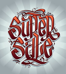 Super sale banner with hand drawn lettering