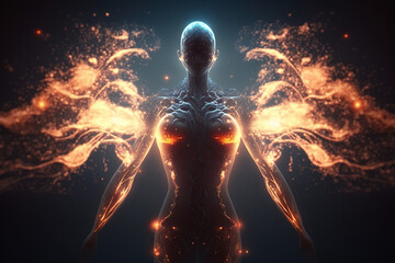 mystical body emanating a flow of energy, Generative AI