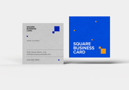 Minimalist Square Business Card Mockup &ndash; Corporate Identity Display with Clean and Vibrant Layout