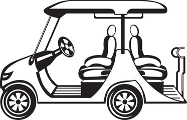 Golf car black and white vector illustration
