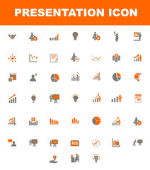 Presentation icon in black and orange colour