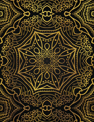 Golden abstract mandala luxury style pattern design