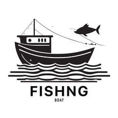 Fishing boat logo design image for Sea transportation and barge boat logo vector