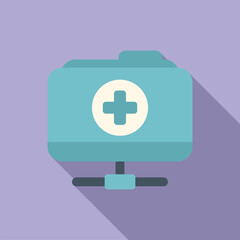 Online medical folder icon flat vector. Clinic patient. Phone service