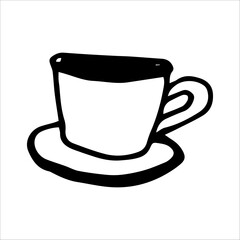 Vector illustration of a cup and saucer on