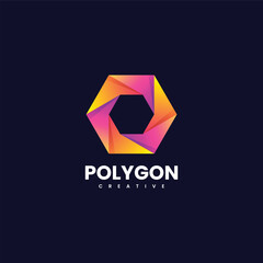 Vector illustration polygon gradient colorful
