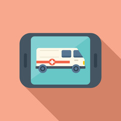 Call video ambulance icon flat vector. Medical online. Medicine clinic