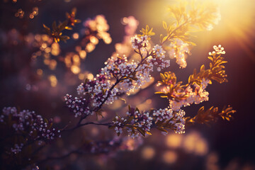 spring background, flowering branches,  bokeh, sun, beautiful light, generative AI tools 

 