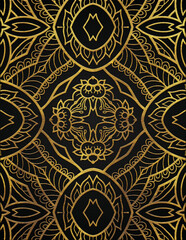 Golden abstract mandala luxury style pattern design