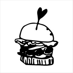 Vector illustration of a sandwich with a flag