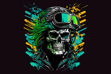 Vector skull born to ride art for t-shirt and other