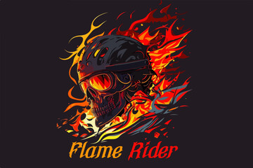 Vector skull flame rider art for t-shirt and other