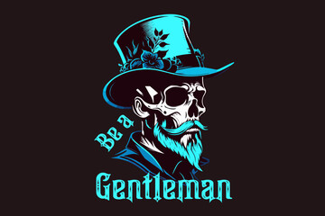 Vector skull gentleman art for t-shirt and other