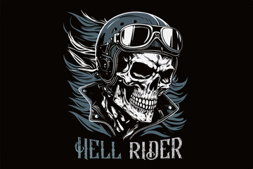 Vector skull born to ride art for t-shirt and other - obrazy, fototapety, plakaty