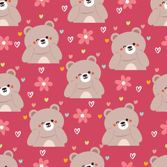 seamless pattern cute happy bear. cute animal wallpaper for textile, gift wrap paper