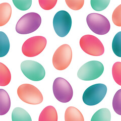 Seamless pattern of eggs. Colorful colorful egg icons for decorating Easter holidays. Vector illustration isolated on a white background.