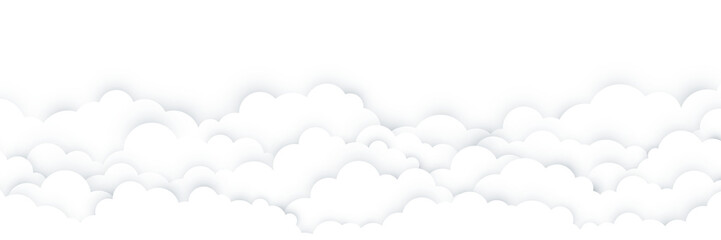 White paper clouds on transparent background. PNG illustration
