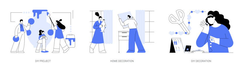 Family house decor abstract concept vector illustrations.