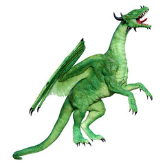 3D Rendering Fairy Tale Dragon on White