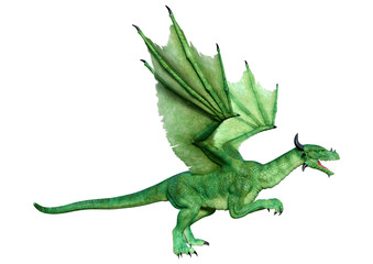 3D Rendering Fairy Tale Dragon on White