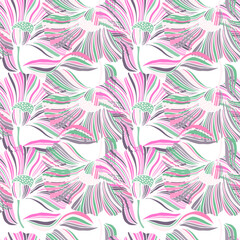 Seamless pattern with tropical leaves. Stylized floral background.