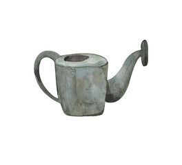 Garden watering can,soda inventory watercolor illustration isolated on a white background