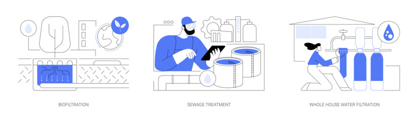 Water purification abstract concept vector illustrations.